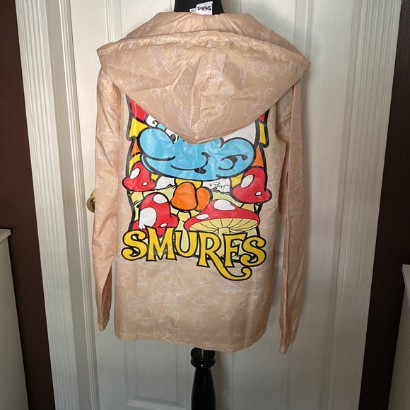 SMURFS Windbreaker Pullover Hooded Jacket sz M NWT. UNISEX - Picture 2 of 6